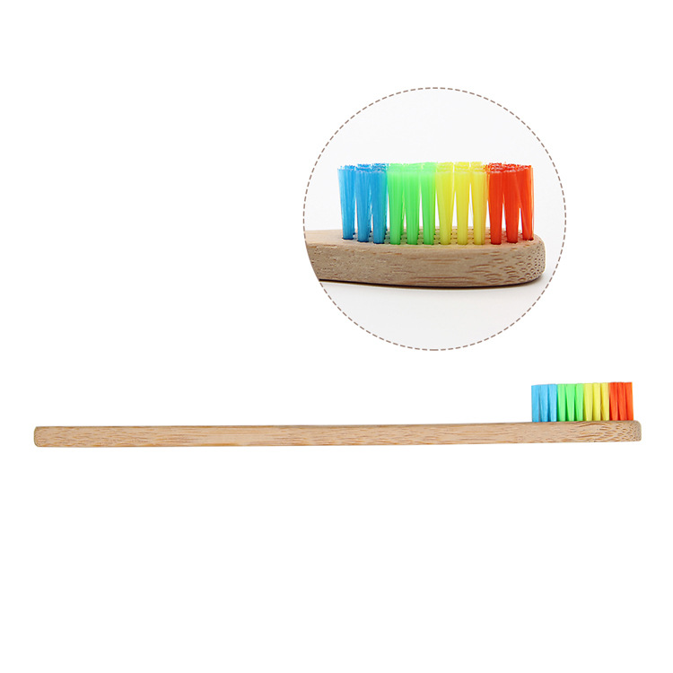 Colorful Head Bamboo Toothbrush Environment Wooden Rainbow Bamboo Toothbrush Oral Care Soft Bristle Cepillo De Dientes De Bambu Wholesale Bambuszahnbu