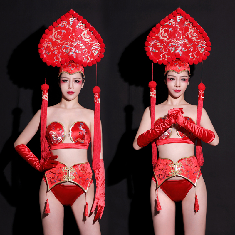 Bar Ds Stage Costumes New Festival Outfit Chinese Style Nightclub Singer Sexy Pold Dance Clothes Bikini Rave Wear DN4759, Red
Bar Ds Stage Costumes New Festival Outfit Chinese Style Nightclub Singer Sexy Pold Dance Clothes Bikini Rave Wear DN4759, Red