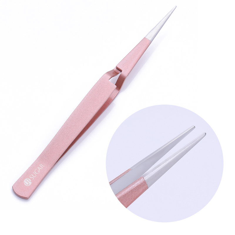 UR SUGAR Elbow Cross Lock Reverse Tweezers Rose Gold Nail Art Curve Sculpture Pinching Straight Curved Professional Tool Set Kit