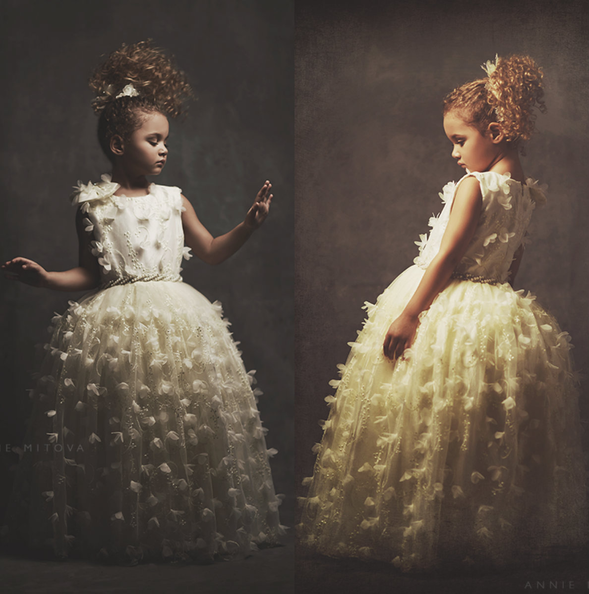 Vintage Girls Pageant Dresses Jewel Neck Lace 3D Floral Appliqued Flower Girl Dresses Ball Gown Birthday Party Gowns Kids Formal Wear
