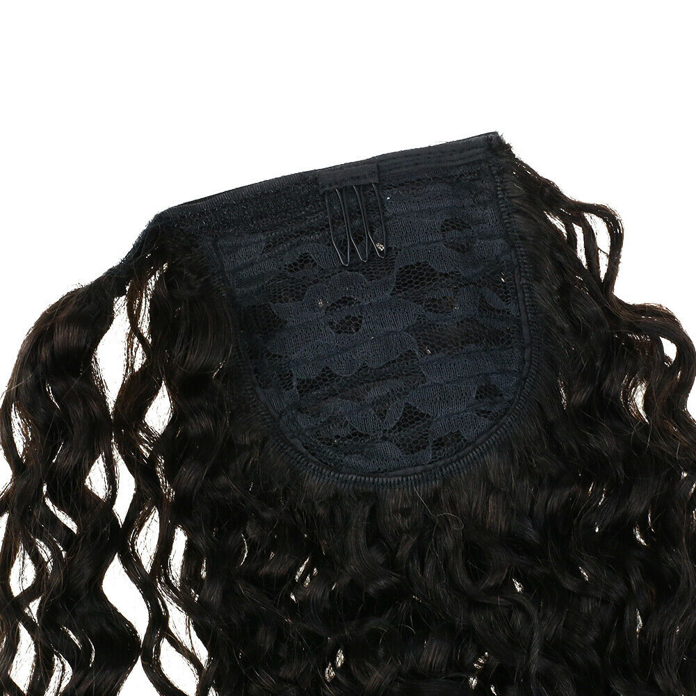 100% virgin human hair Ponytails natural black afro puff kinky curly drawstring ponytail one pieces 140g