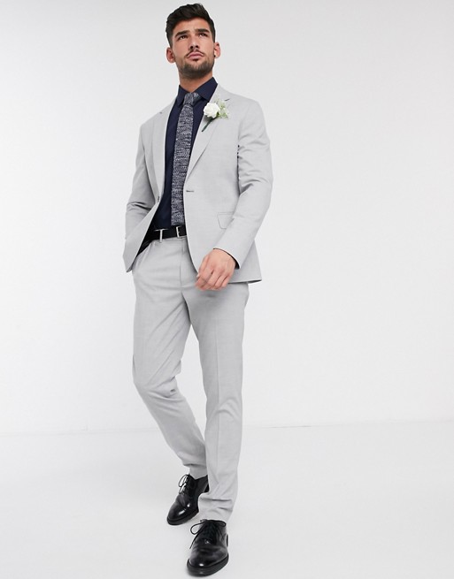 New Fashion Beach Gray Men's Suit Wedding Tuxedo Formal Slim Fit One Button Groom Prom Dinner Blazer Suits(Jacket+Pants)