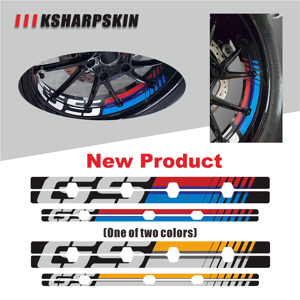 Motorcycle reflective waterproof tire sticker rim decoration decal KSHARPSKIN for BMW R1200GS LC 13-18 and R1250GS '19
Motorcycle reflective waterproof tire sticker rim decoration decal KSHARPSKIN for BMW R1200GS LC 13-18 and R1250GS '19
