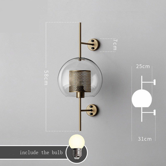 Modern Glass Led Wall Lamp for Bedroom Nordic Wall Sconce Light Fixture Loft Industrial Decor Mirror Lights for Home Luminaire