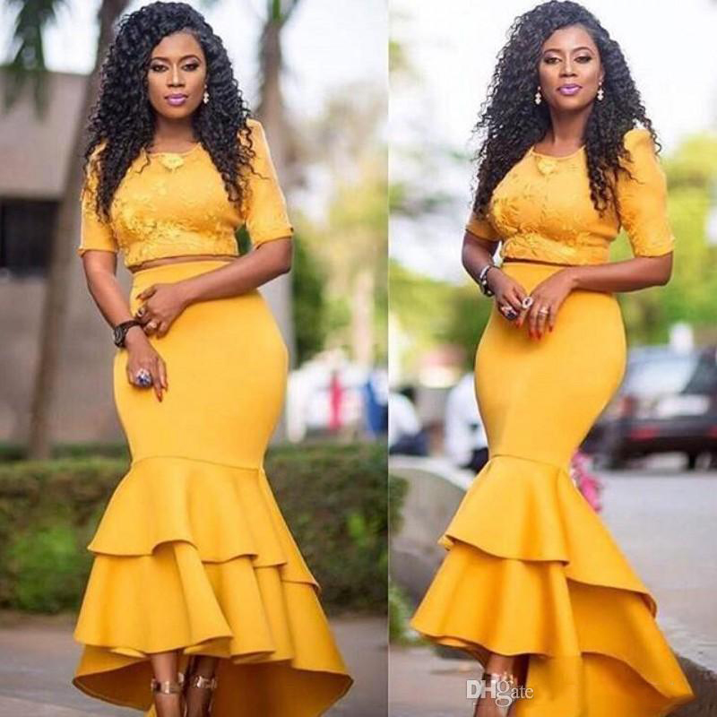 Elegant South African Yellow Two Pieces Prom Dresses Satin Tiered Half Long Sleeves Mermaid Evening Gowns Cocktail Party Dress Cheap, Hunter
Elegant South African Yellow Two Pieces Prom Dresses Satin Tiered Half Long Sleeves Mermaid Evening Gowns Cocktail Party Dress Cheap, Hunter