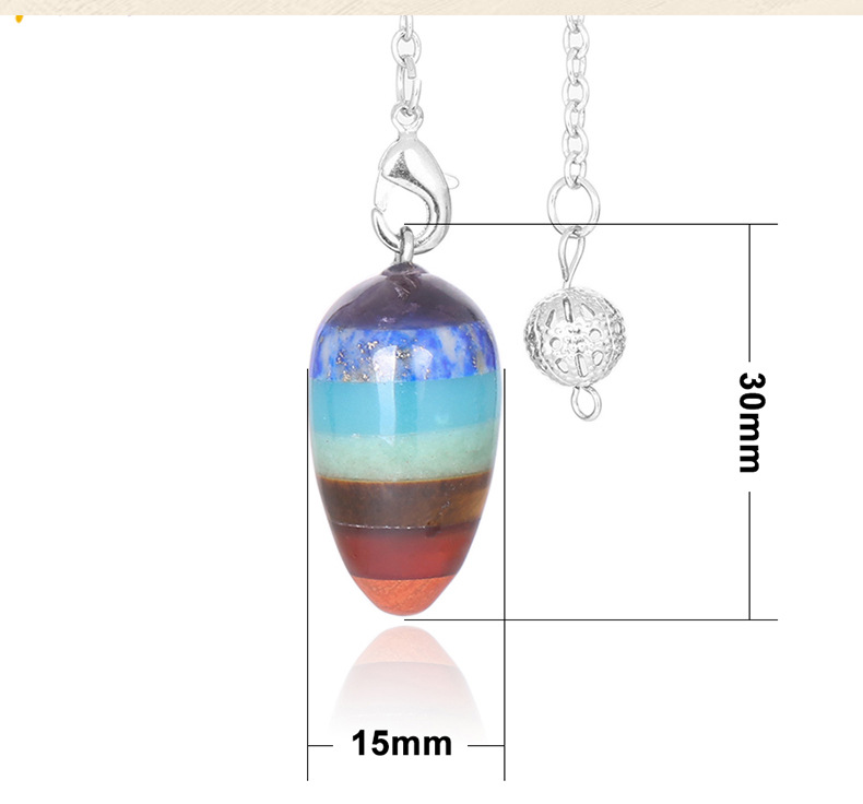 Hot Sale Natural Stone Pendulum Wicca Divination Pendant Small Gyro Egg Shaped Yoga 7 Chakra Healing Beads for Jewelry
