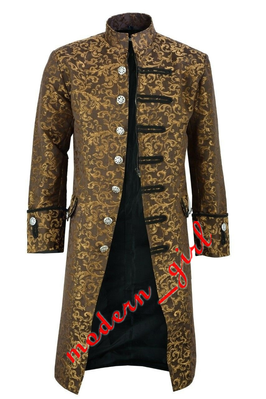 Mens Gothic Tailcoat Jacket Vintage Black Steampunk Victorian Long Coat Men Party Cosplay Prom Suit Blazer Men DJ Club Costume