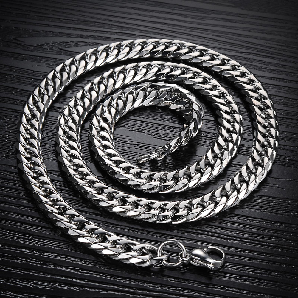 8mm 22inch Cool Men Heavy Thick Titanium Steel Chain Necklace 316L Steel Steel Link Chain Jewelry