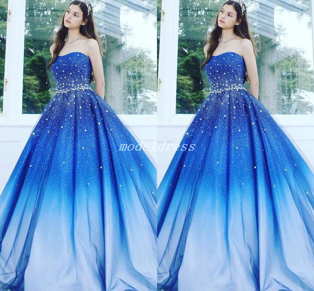 Gradient Royal Blue Quinceanera Dresses 2019 Strapless Sweep Train Crystal Beads Prom Party Gowns For Sweet 15 vestido de 15 anos Plus Size, Water melon
Gradient Royal Blue Quinceanera Dresses 2019 Strapless Sweep Train Crystal Beads Prom Party Gowns For Sweet 15 vestido de 15 anos Plus Size, Water melon