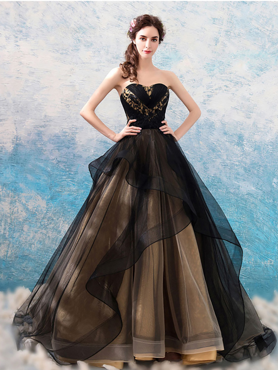 Evening Dresses Strapless Sleeveless Black Floor Length Elegant Formal Dress for Party Fashion Designer
