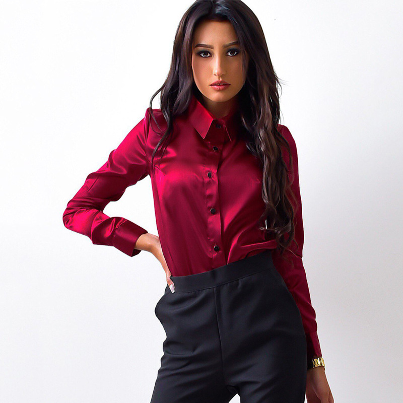 2020 Women Elegant Wine Red Green Satin Shirt Turn Down Collar Longth Sleeve Female Formal Office Women Tops, Pink
2020 Women Elegant Wine Red Green Satin Shirt Turn Down Collar Longth Sleeve Female Formal Office Women Tops, Pink