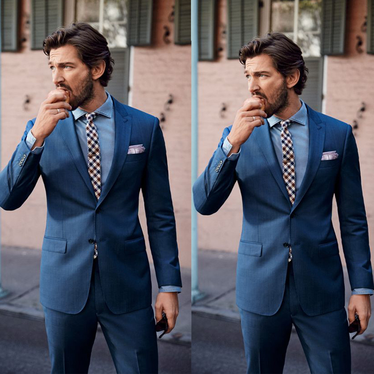 High Quality Two Button Groom Tuxedos Peaked Lapel Mens Formal Designer Jacket for Wedding/Prom/Dinner Best Man Blaze(Jacket+Pants)