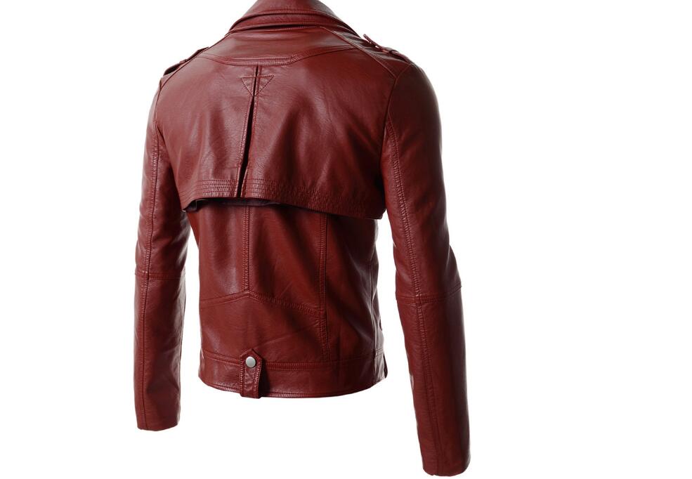 Wholesale-New ! Mens Removable Sleeve Designer High Quality PU Leather Jacket Men Motorcycle Jacket Jaqueta Couro Color : Red / Black