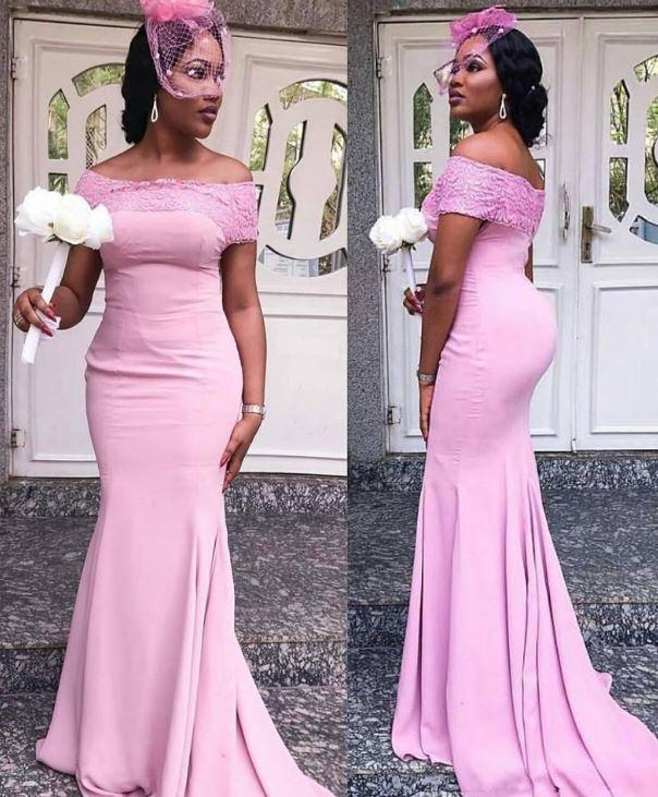 Pink Mermaid 2020 Prom Dresses Off The Shoulder Cap Sleeves Lace Applique Sweep Train Custom Made African Blackk Girl Formal Evening Gowns 0914