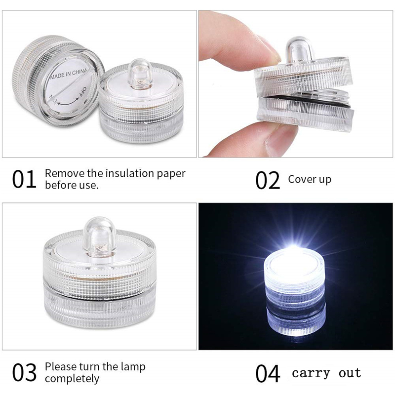 Candle Light LED Submersible Waterproof Tea Lights Mini Led Underwater Lamp battery power Decoration Light for Wedding Party