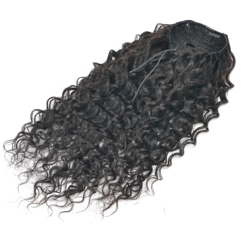 18inch curly drawstring ponytail human hair extension 1pcs top selling deep wave brazilian hair pony tail 120g