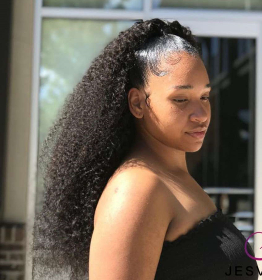 20" Full kinky curly Ponytail afro human hair extension clip in Natural drawstring ponytail hairpiece 160g