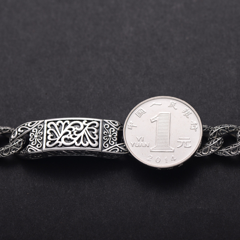 Link Chain 925 Sterling Silver colour Mens Personality Bracelet Thai Retro Domineering Punk Tide Bracelet Pattern Whip
