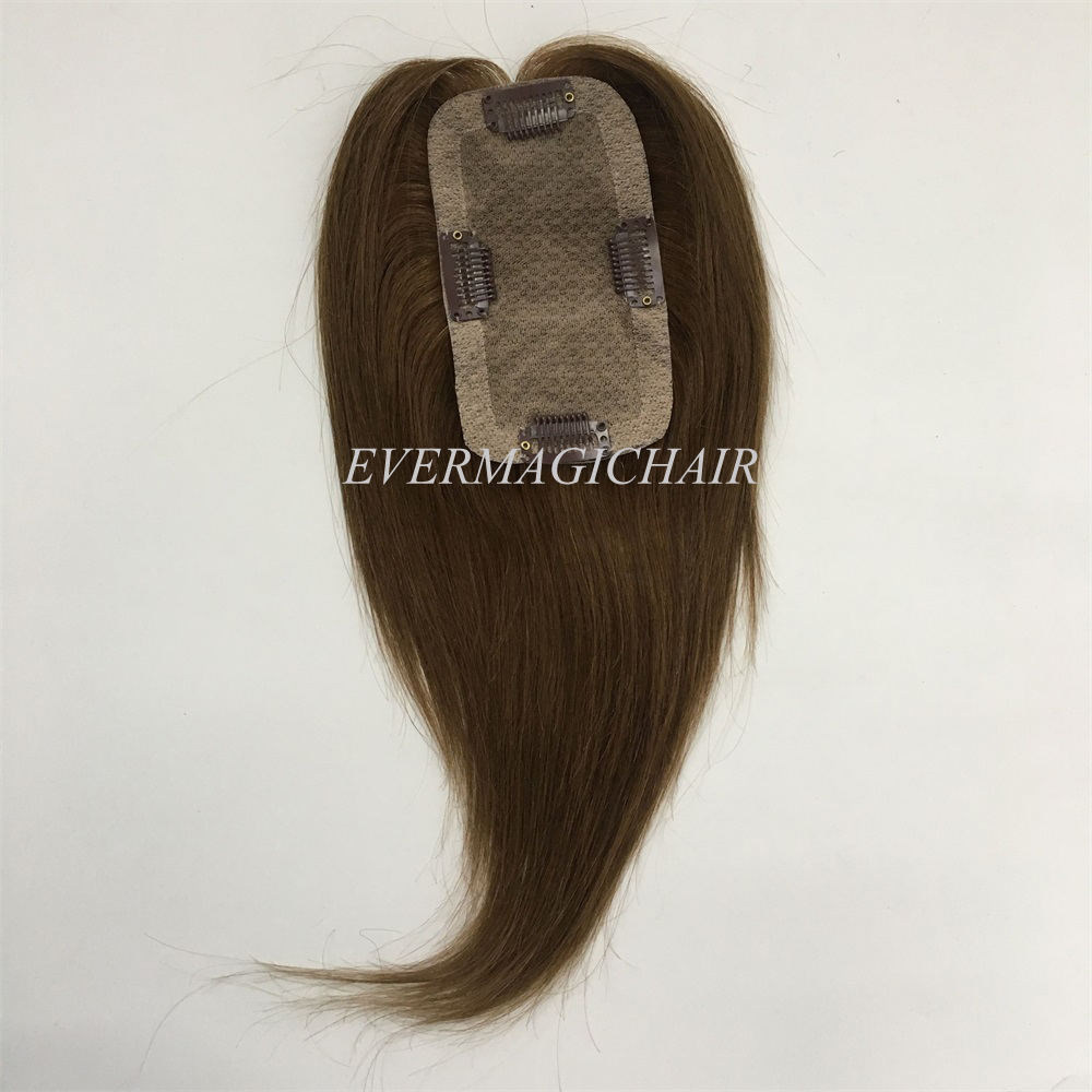 Toupee Hairpiece For Women Brazilian Virgin Hair Straight Human Hair 2.5x5inch Silk Base Clip In Human Hair Extension Brown Color