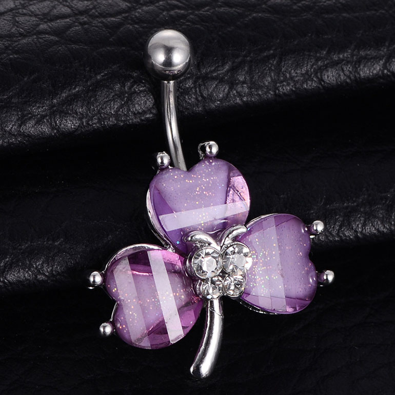 YYJFF D0688 Purple Color Leave Belly Navel Stud For Fashion Jewelry Piercing Body