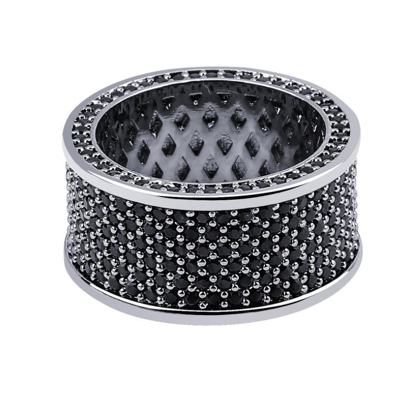 iced out Black zircon ring for men women luxury designer bling diamond flash ring gold silver copper zircon couple lover ring jewe