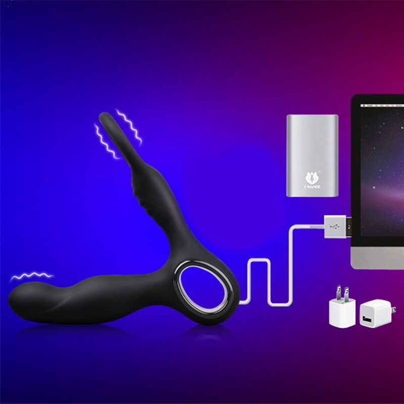 Male Prostate Massage Dildo Vibrator with Ring On Penis Remote Control G-spot Butt Anal Vibrator Sex Toys Masturbator for Men Y191218