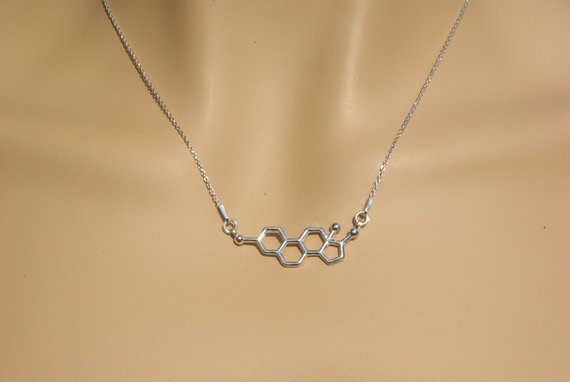 30PCS Female Hormone Molecule Structure Necklace Geometric Science Nurse Chemistry Formula Dopamine Molecular Chain Necklaces