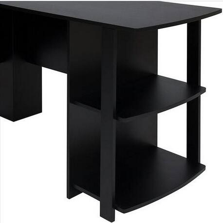 2022 Garden Sets Wholesales Hot sales US STOCK FCH L-Shaped Wood Right-angle Computer Desk with Two-layer Bookshelves Black