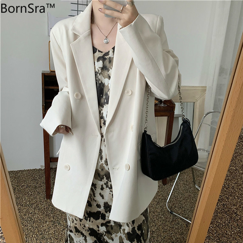 BornSra Elegant Double-breasted Women Blazer Jacket Stylish Office Loose Women Suit Jacket 2020 Summer Outerwear Blaser Femme, Black
BornSra Elegant Double-breasted Women Blazer Jacket Stylish Office Loose Women Suit Jacket 2020 Summer Outerwear Blaser Femme, Black