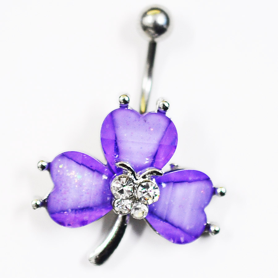 YYJFF D0688 Purple Color Leave Belly Navel Stud For Fashion Jewelry Piercing Body