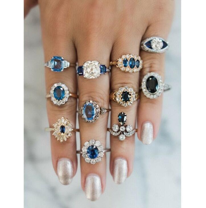 Temperament Gold and Silver Two color Set Ring Retro Wind 11 Sets of Gemstone Ring Set
Temperament Gold and Silver Two color Set Ring Retro Wind 11 Sets of Gemstone Ring Set