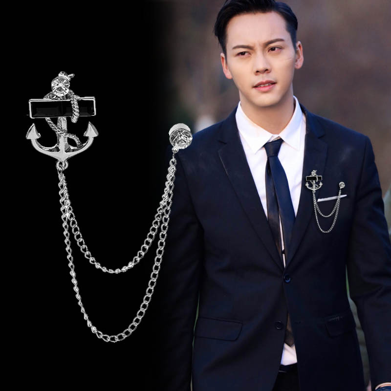 Korean Fashion New Personalized Tassel Anchor Brooch with Chain Fringed Metal Brooches Lapel Pin Badge Male Suit Men Accessories 
Korean Fashion New Personalized Tassel Anchor Brooch with Chain Fringed Metal Brooches Lapel Pin Badge Male Suit Men Accessories