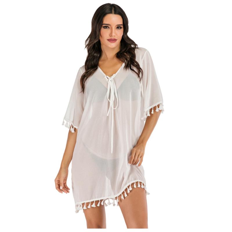 SAGACE Lady Dress Women Summer Chiffon dress women casual Short Sleeve Swimsuit Beach Cover Up Tassel for girls Sunscreen
SAGACE Lady Dress Women Summer Chiffon dress women casual Short Sleeve Swimsuit Beach Cover Up Tassel for girls Sunscreen
