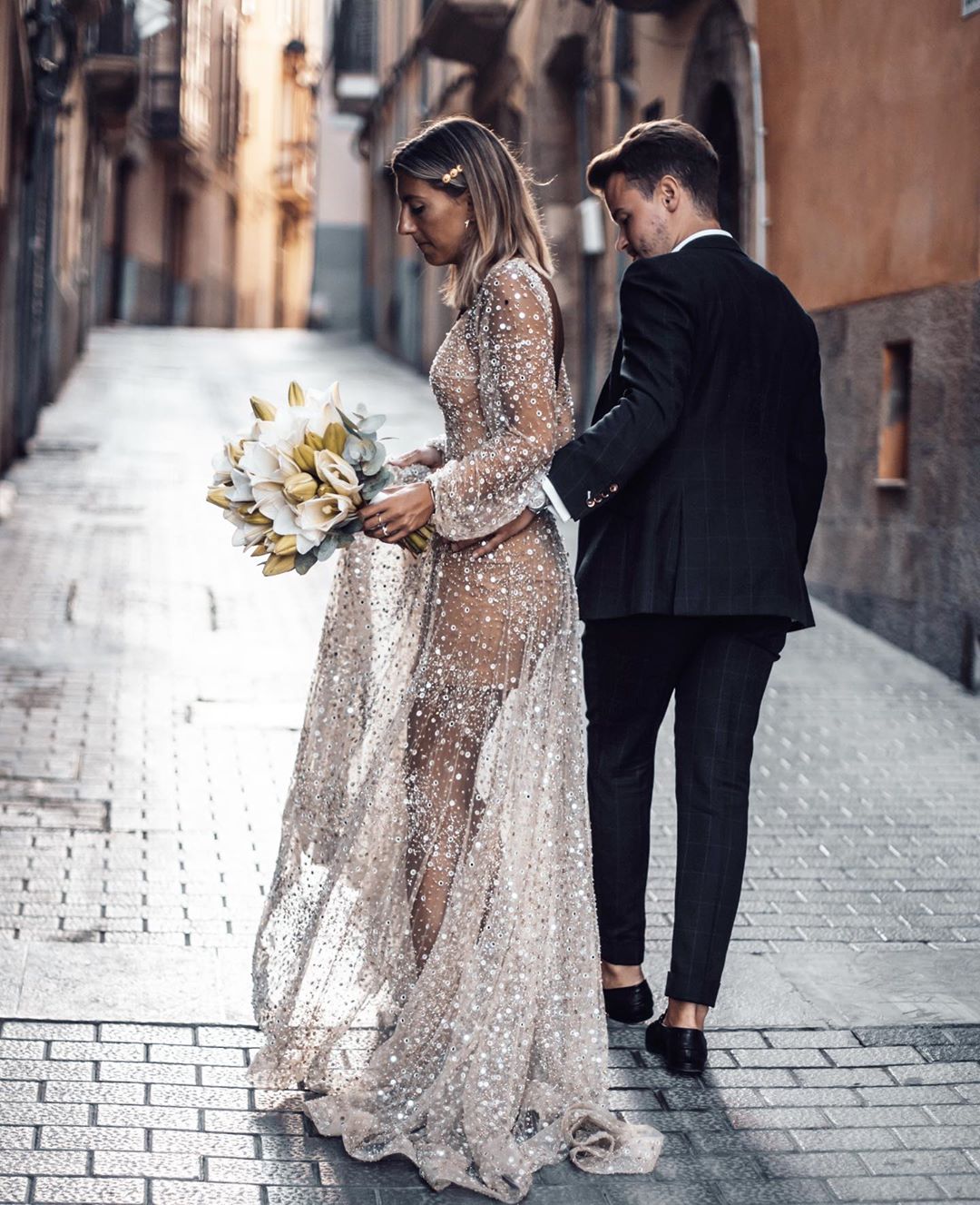 Newest Beach Backless Wedding Dresses V Neck Tulle A Line Boho Country Bridal Gowns Beaded Sequins Wedding Dress Robe De Mariee