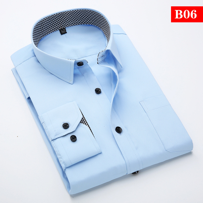 Quality Good Classical Dress Shirt Male Spring Autumn Long Sleeve Solid Twill Formal Business Men Social Button Slim Fit Shirts1