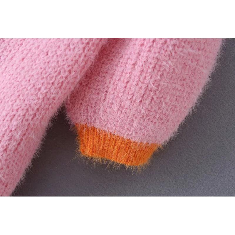 Pink cardigan womens sweaters korean crop sweater yellow autumn tops short sleeve v neck short cardigan mohair sweater fall 2019 T200101