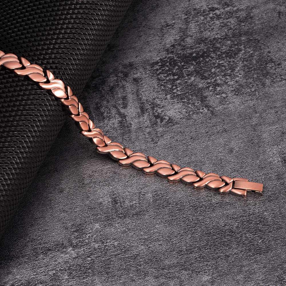 Vinterly Pure Copper Bracelets for Women Vintage Chain Health Energy Magnetic Bracelets & Bangles for Arthritis Women Jewelry