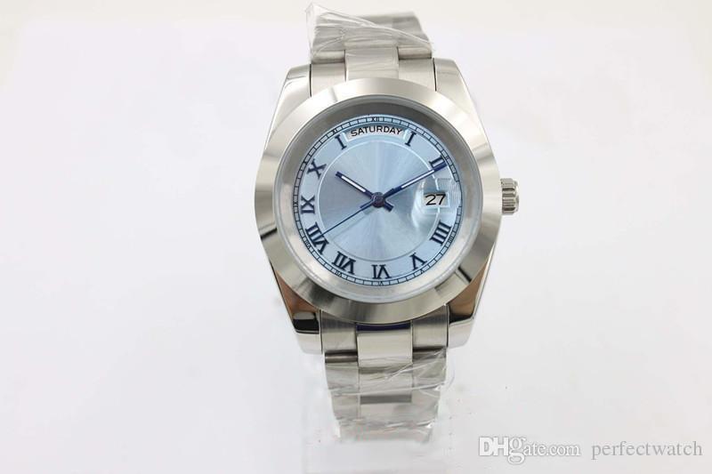 2018~2019 Top quality New Arrival Men's Automatic Mechanical Blue Dial Stainless Steel band Day date Watch., Shipping cost