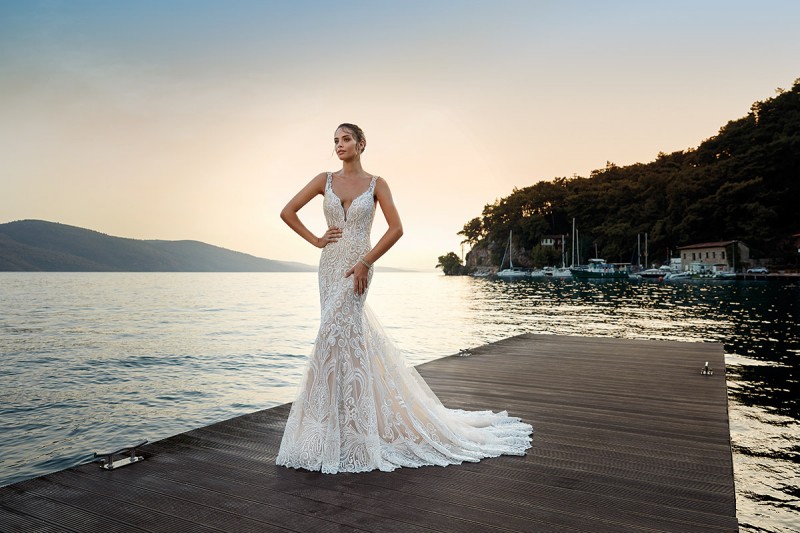eddy k new arrival mermaid dresses full lace appliqued bridal gowns v neck country boho beach wedding dress