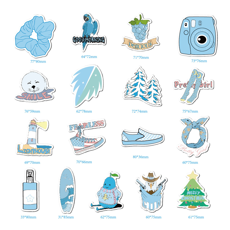 Cartoon Summer Blue Kawaii Ocean Steamship Fire Ballon Stickers Fresh Stickers For DIY Luggage Laptop Refrigerator Motorcycle Car