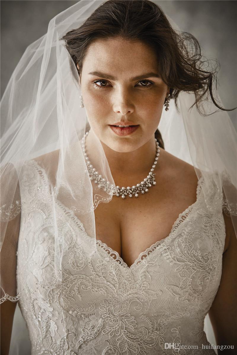 Plus Size Mermaid Wedding Dresses V Neck Full Lace Bridal Gowns Floor Length Beach Wedding Dress Custom Made
