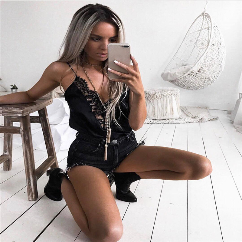 Fashion Women Ladies Summer Lace Strap Off-shoulder Blouses 2019 Women Black Sleeveless Tank Tops Casual Blouses Crop Tops Y190510