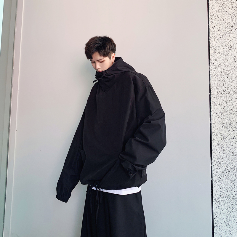 Men Outerwear Loose Casual Drawstring Black Hooded Pullover Jacket Male Japanese Streetwear Hip Hop Gothic Bomber Coat, W700
Men Outerwear Loose Casual Drawstring Black Hooded Pullover Jacket Male Japanese Streetwear Hip Hop Gothic Bomber Coat, W700
