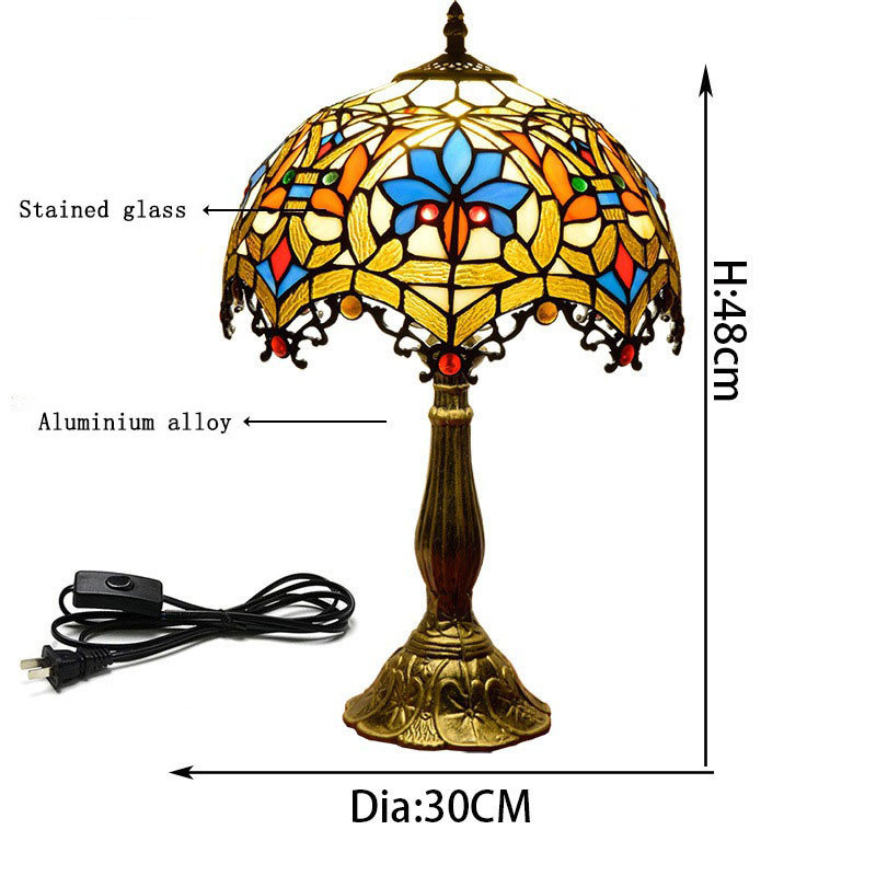 Tiffany stained table lamp living room bedroom restaurant hotel bedside glass lights E27 European decoration table lamps TF020