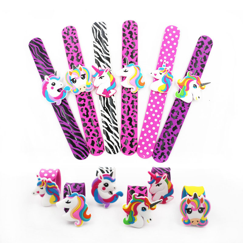 20 Pcs Wholesale Colors Printing Children Unicorn Wristband Kids Boys Girls Flexible Wrap Slap Bracelet Animal Enfant Bangle Gift Favors