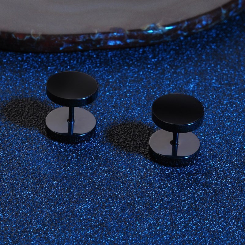 Hip Hop Men's Colorful Stainless Steel Dumbbell Screwback Stud Earrings Set Sports Fitness Jewelry Double Sides Wholesale