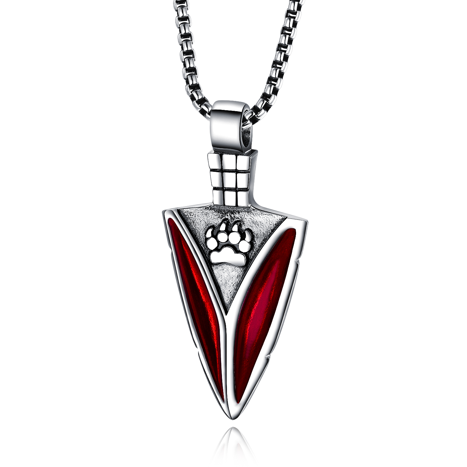 Mens Creative Hip Hop Horn Shape Pendant Necklace 316L Stainless Steel Cool Men Jewelry with Friendship Rope Chain