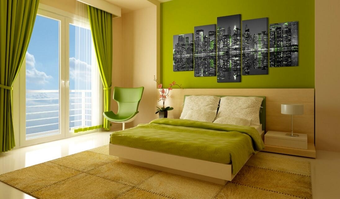 ( No Frame)5PCS/Set Modern Ornament of the Night Building Art Print Frameless Canvas Painting Wall Picture Home Decoration