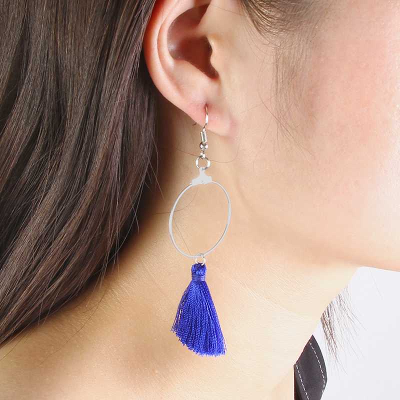Simple round tassel earrings ring pendant earrings ladies intellectual elegant stainless steel Valentine's Day gifts