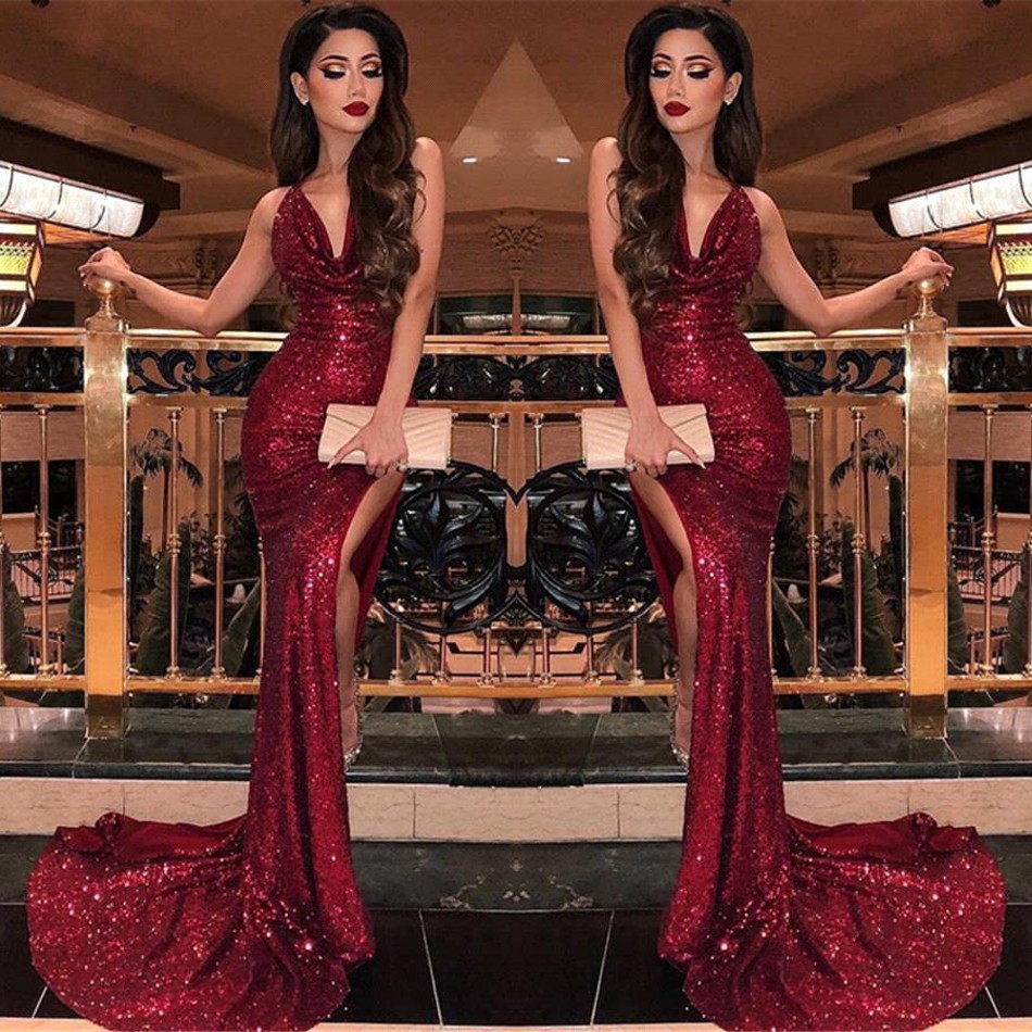 2019 Burgundy V Neck Sequin Mermaid Prom Dresses Split High Slits Vestidos De Fiesta Sweep Train Formal Long Evening Party Prom Gowns BC0866, Lilac
2019 Burgundy V Neck Sequin Mermaid Prom Dresses Split High Slits Vestidos De Fiesta Sweep Train Formal Long Evening Party Prom Gowns BC0866, Lilac
